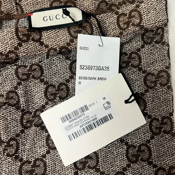 Gucci Brown Woman Monogram Tights - Picture 7 of 8